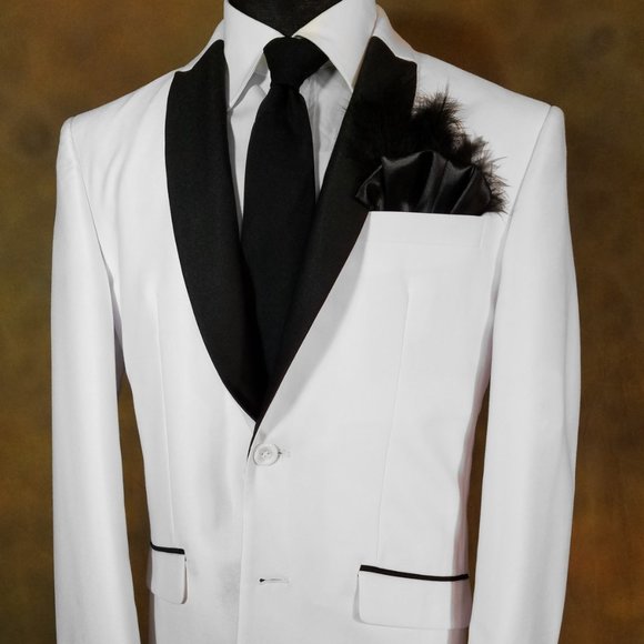 New - Black Satin Ruffle & Feather Pocket Square Insert - Picture 2 of 10